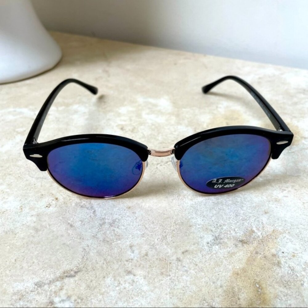 AJ Morgan blue mirrored black frame sunglass NIP